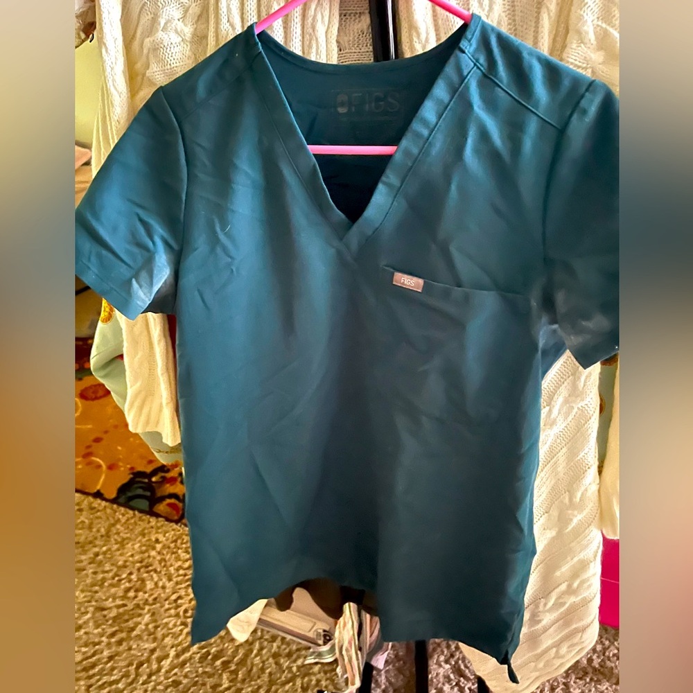 Figs teal scrub top